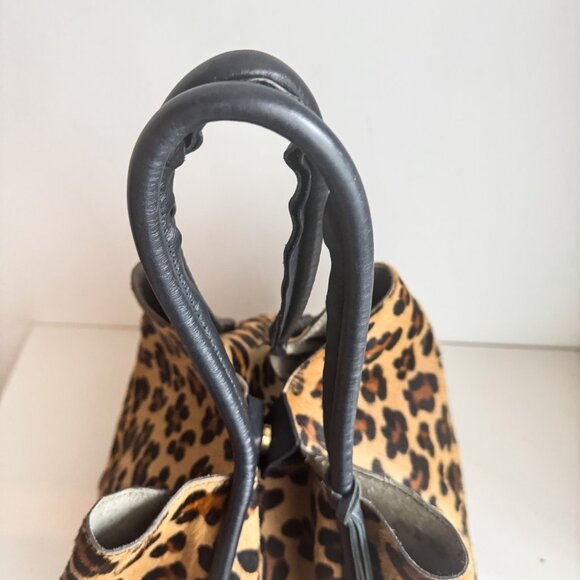 Leopard Print Tote Bag with Black Accents - Picture 4 of 11